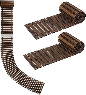 8/12FT Wooden Garden Pathway, Natural Cedarwood Woodout Flooringt, Outdoor Roll Out Flooringt,Non-Slip Pavers Boardwalk for Garden, Backyard, Beach, Party Pathways 8ft + 8ft