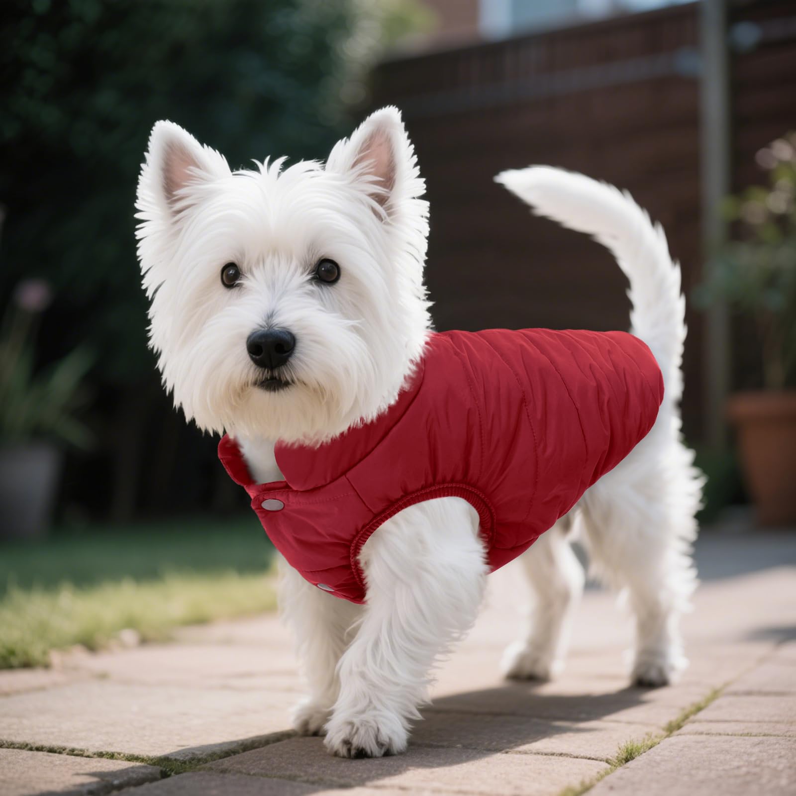 ASENKU Manteau Hiver pour Chien XS, Matelassé Doublure Polaire Arctique, Veste Chien Hiver Imperméable,Boutons-Pression & Ouverture Harnais, pour Caniche, Chihuahua, Promenade Ville, Neige et Pluie
