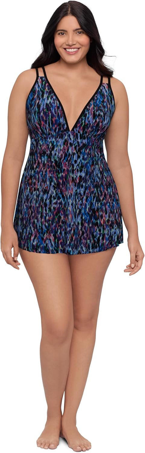 Womens Built-in Tummy Control Tracey Swimdress with Adjustable Side Tie - Image 2