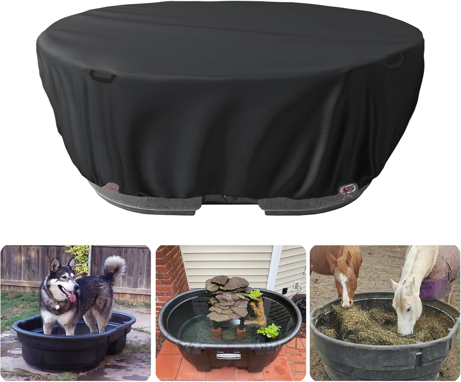 COSFUN 300 Gallon Oval Stock Tank Cover,Waterproof Ice