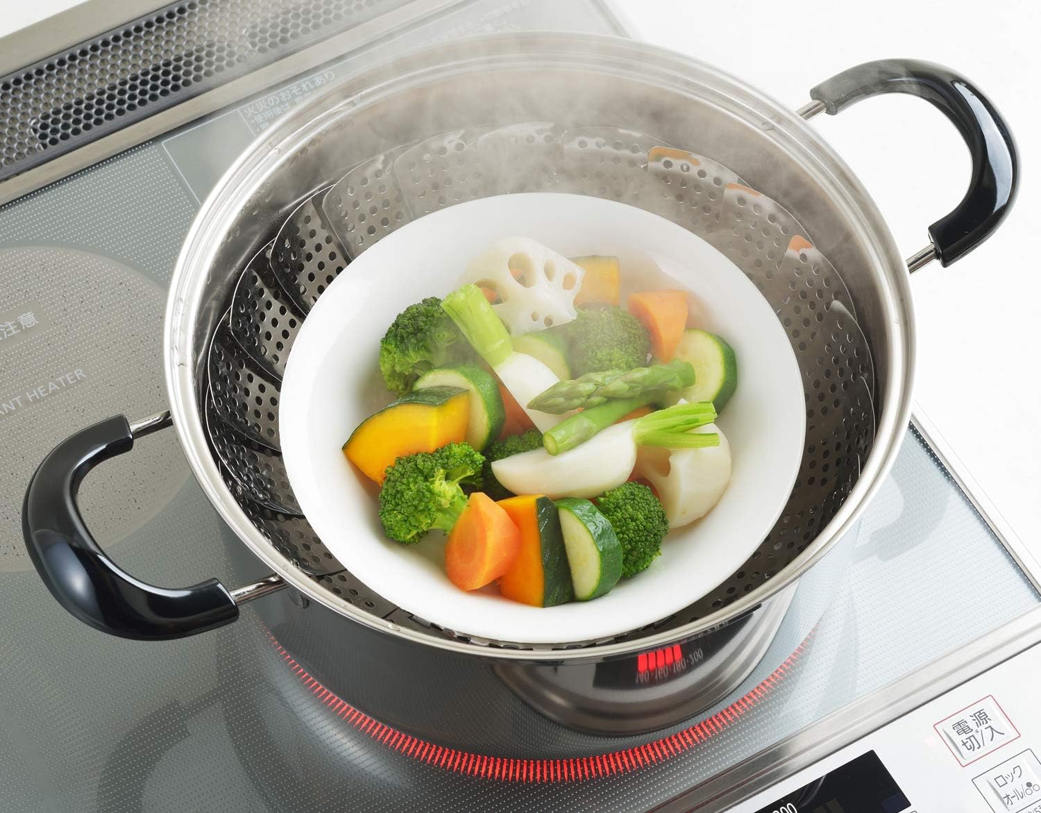 Yoshikawa YJ2793 Steamer for Pots, 7.1 - 11.0 inches (18 - 28 cm), Compatible with Pots, Made in Japan, Stainless Steel, Steamed Cooking, Cooking Iroha