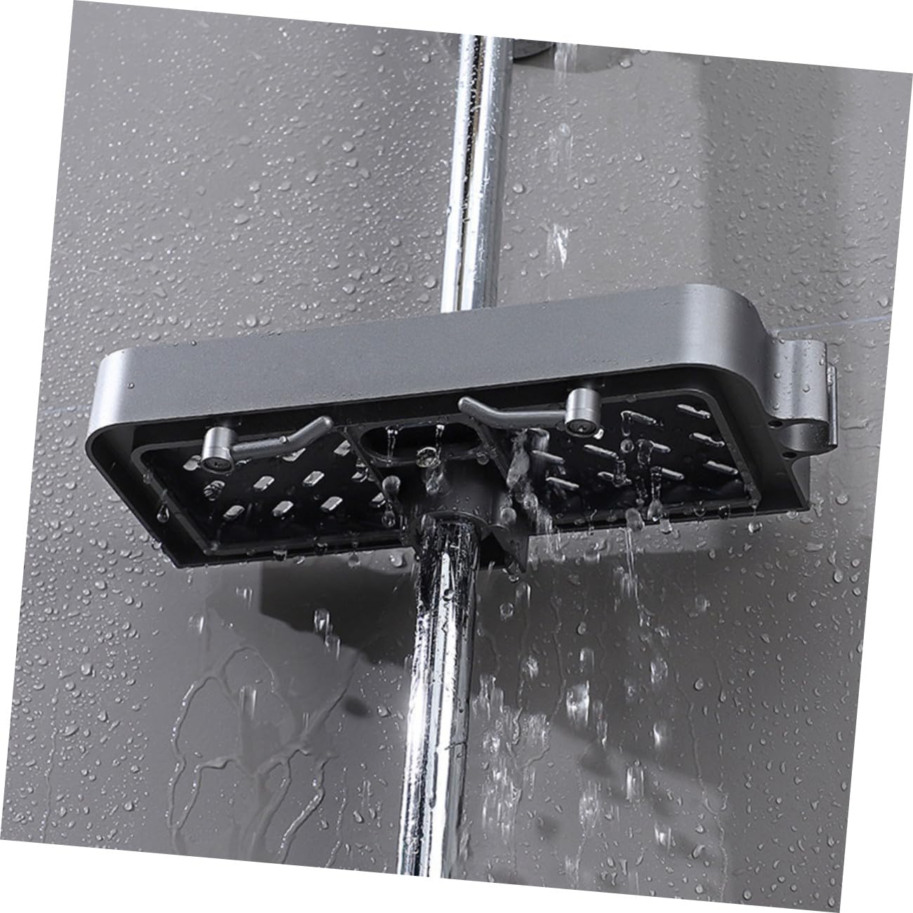 Cabilock Estante de Ducha para Baño 3 Piezas de Plástico para Barra Redonda | Altura Ajustable, Instalación sin Taladro, Compatible Barras Redondas Comunes de 2, 3 a 2, 4cm