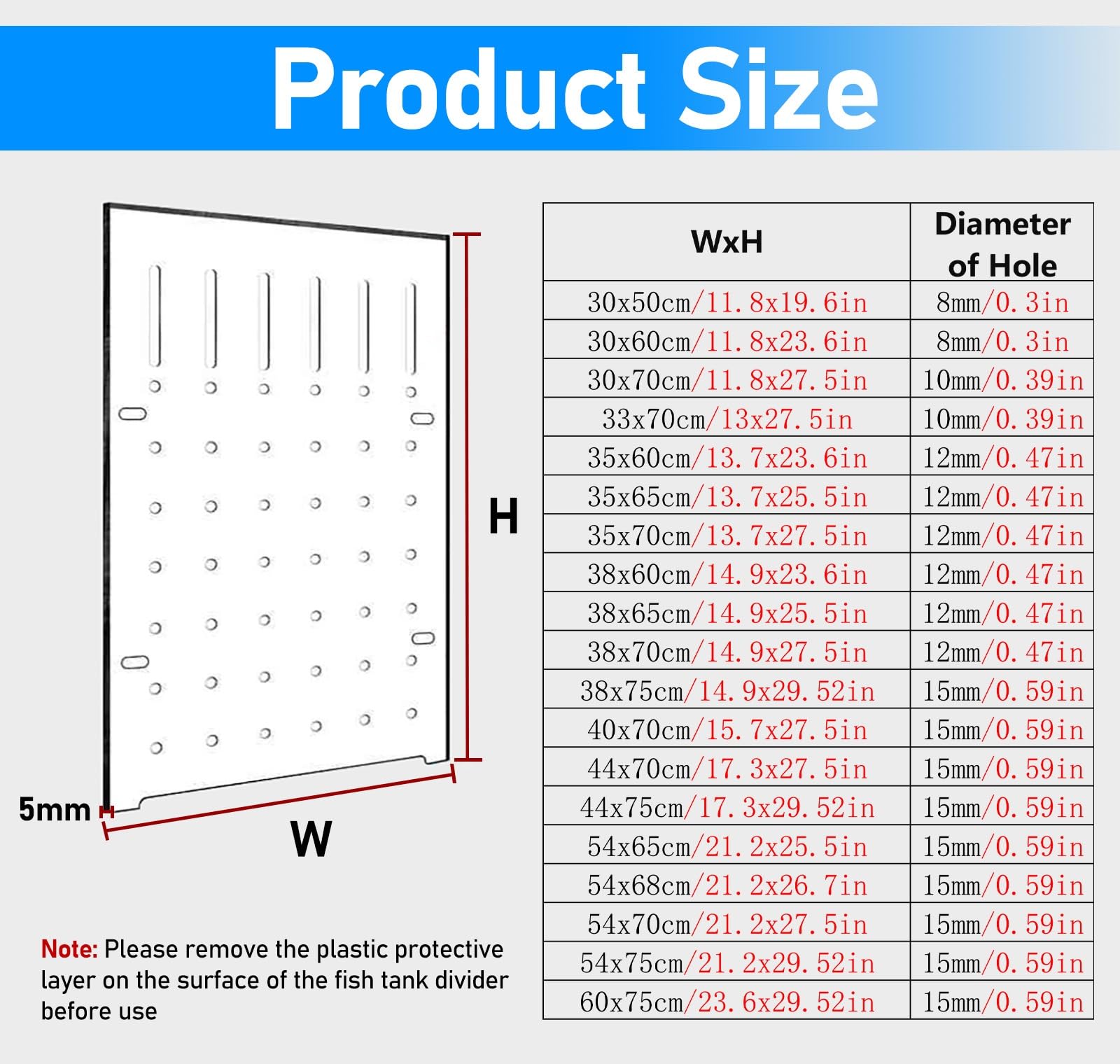 Divisor de Acuario Divisor acrílico transparente para pecera, separador de peces para acuario grande con accesorios para pecera, tablero de rejilla de aislamiento de acuario para peces Betta(38x60cm/1