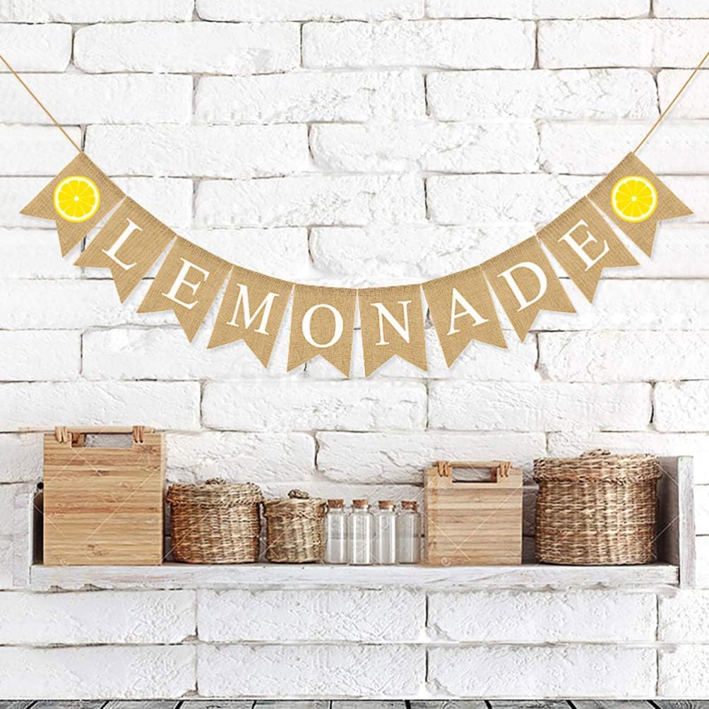 PRETYZOOM Summer Theme Banner Lemon Burlap Banner Bunting Banner Lemonade Garland for Kids Baby Shower Birthday Hawaii Theme Party Decorations - Image 5