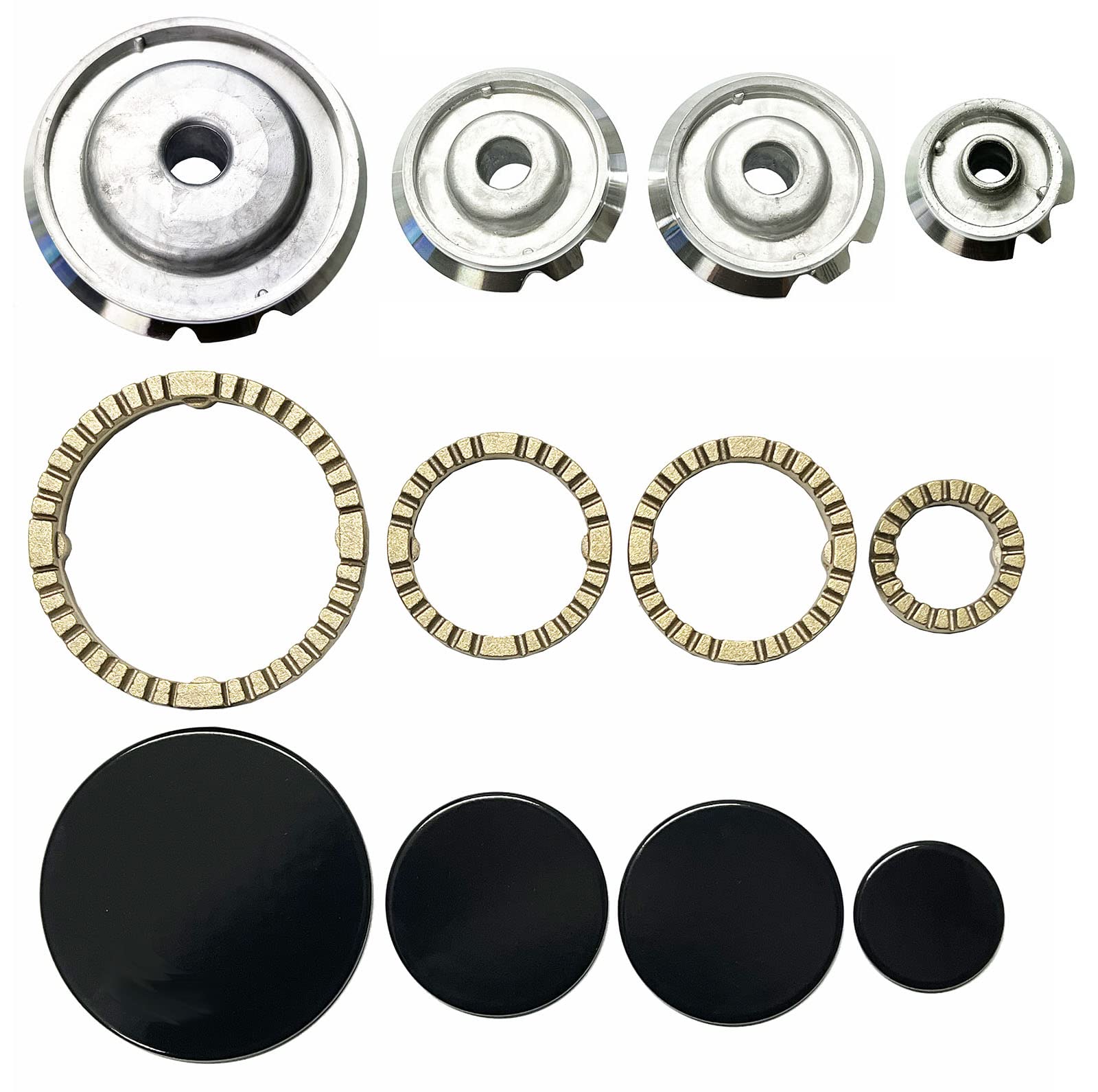 Ariston Indesit - Kit 4 bruciatori Sabaf completi di anelli e piattelli spartifiamma per cucina piano cottura 4 fuochi - Made in Italy - AR03