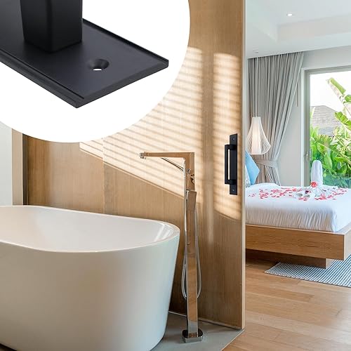 Miniatura 10 de Tighall 2 manijas de puerta corrediza de granero preperforadas de 6.4 pulgadas (6.299in) con agujero central de aleación de aluminio, manijas de