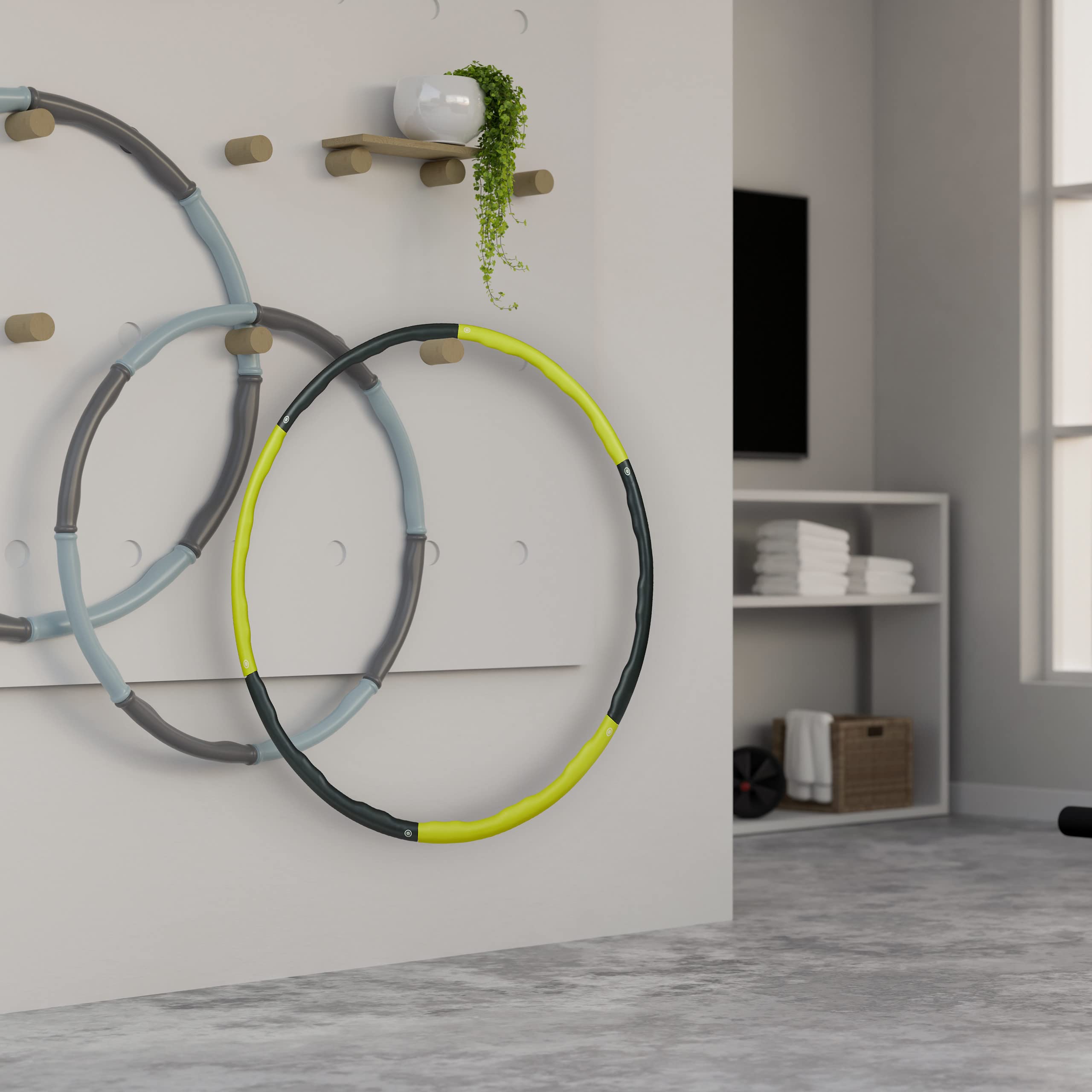 Relaxdays Hula Hoop, Cerchio Fitness, Ø 98 cm, Adulti, Attrezzi per Perdere Peso, Ginnastica, Allenamento, Giallo/Grigio