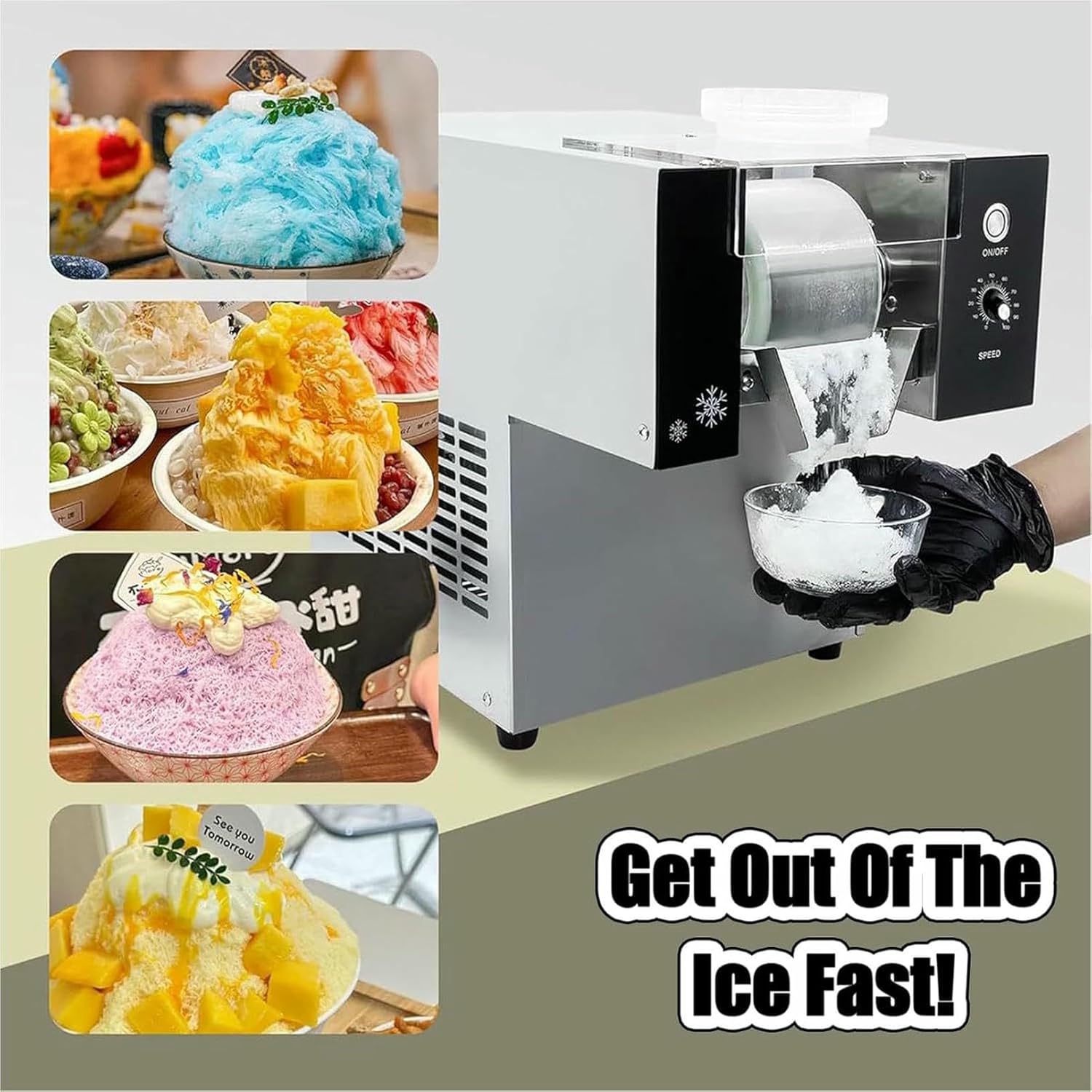 Korean Bingsu Machine - Air-Cooled Snow Ice Shaver for Home, Parties, Food Trucks & Restaurants - Perfect Snowflake Ice Maker for Desserts & Refreshing Treats