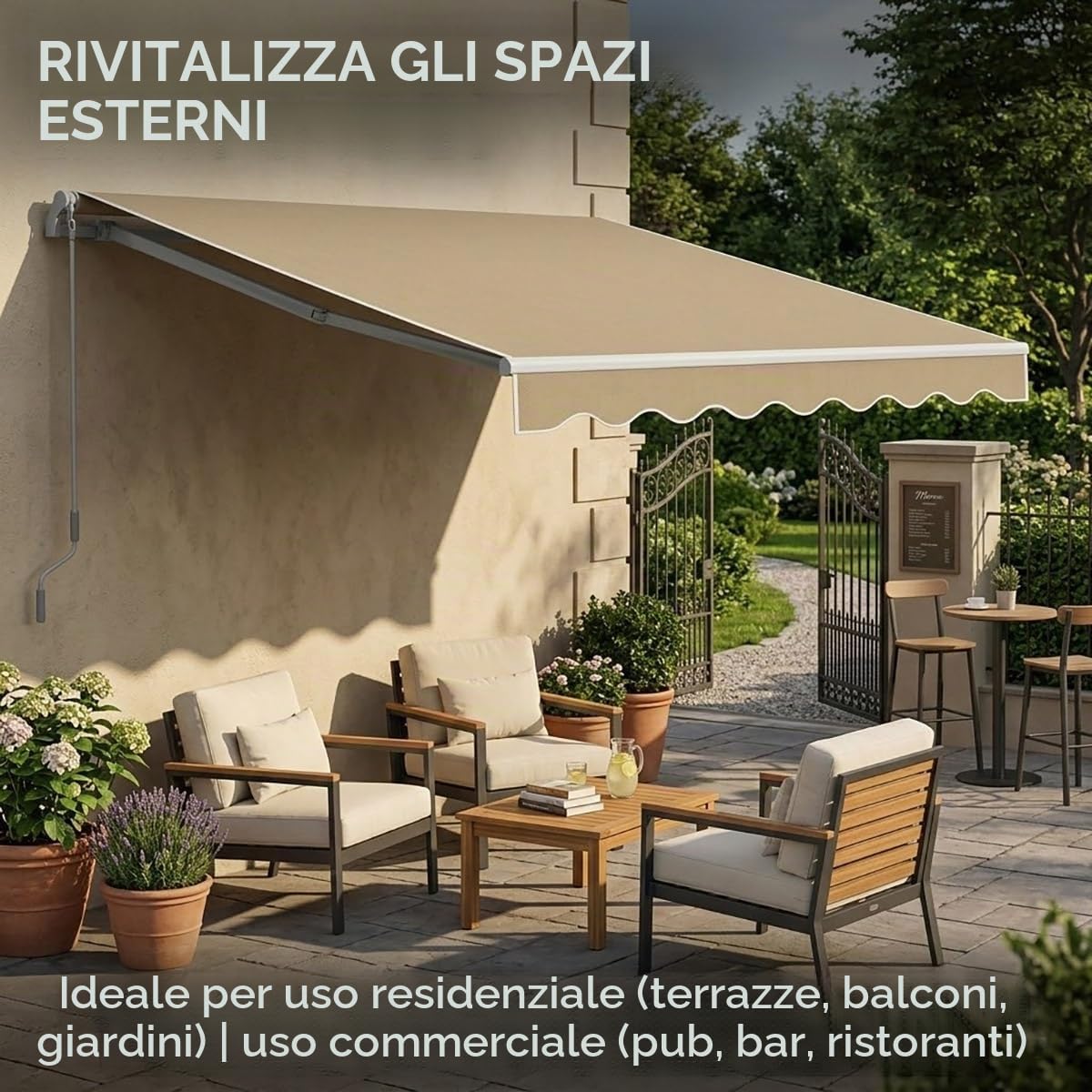 Generico Tessuto di Ricambio per Tende da Sole Telo 200cm 300cm 400cm 500cm Poliestere Resistente per Patio, Terrazzo, Esterno, Giardino Telo di Ricambio per Tenda Parasole Retrattile