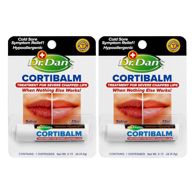 Bálsamo labial Dr. Dan's Cortibalm com hidrocortisona 1%, pacote com 2