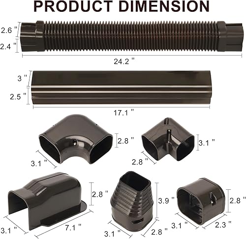 Miniatura 2 de Juego de cubierta de línea marrón de 3 pulgadas de ancho y 9 pies de largo, para aire acondicionado mini dividido, cubierta decorativa de PVC