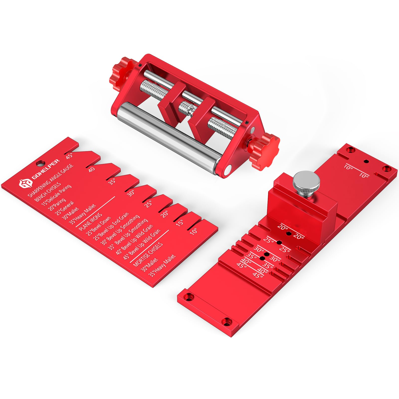 Chisel Sharpening Kit, Chisel Sharpener, Chisel Honing Guide for Chisels and Planes Width 0.1" to 2.8" with Sharpening Angle Fixture, Angle Gauge from 10° to 45°