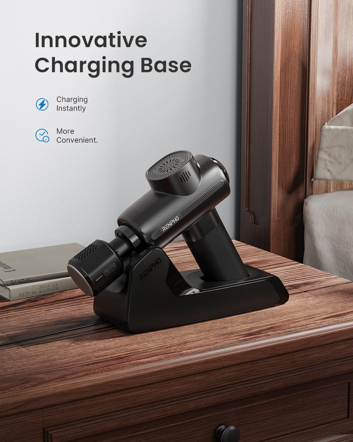 RENPHO Active Thermacool Deluxe Massage Gun with Charging Stand, Heat, Cold view 2