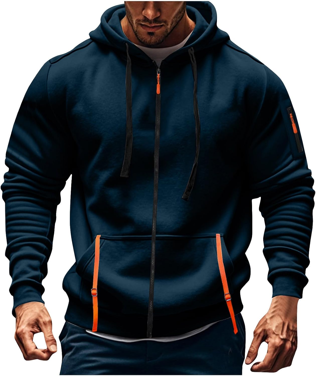 Hoodies For Men Zip Up Long Sleeve Fall Winter Pullover Sweatshirts Regular Fit Baggy Streetwear With Pockets For Casual Wear