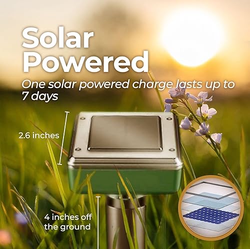 Miniatura 4 de Paquete disuasorio sónico de topos con energía solar, repelente de 4 moles, repelente de gatos al aire libre, repelente de ardillas, repelente de