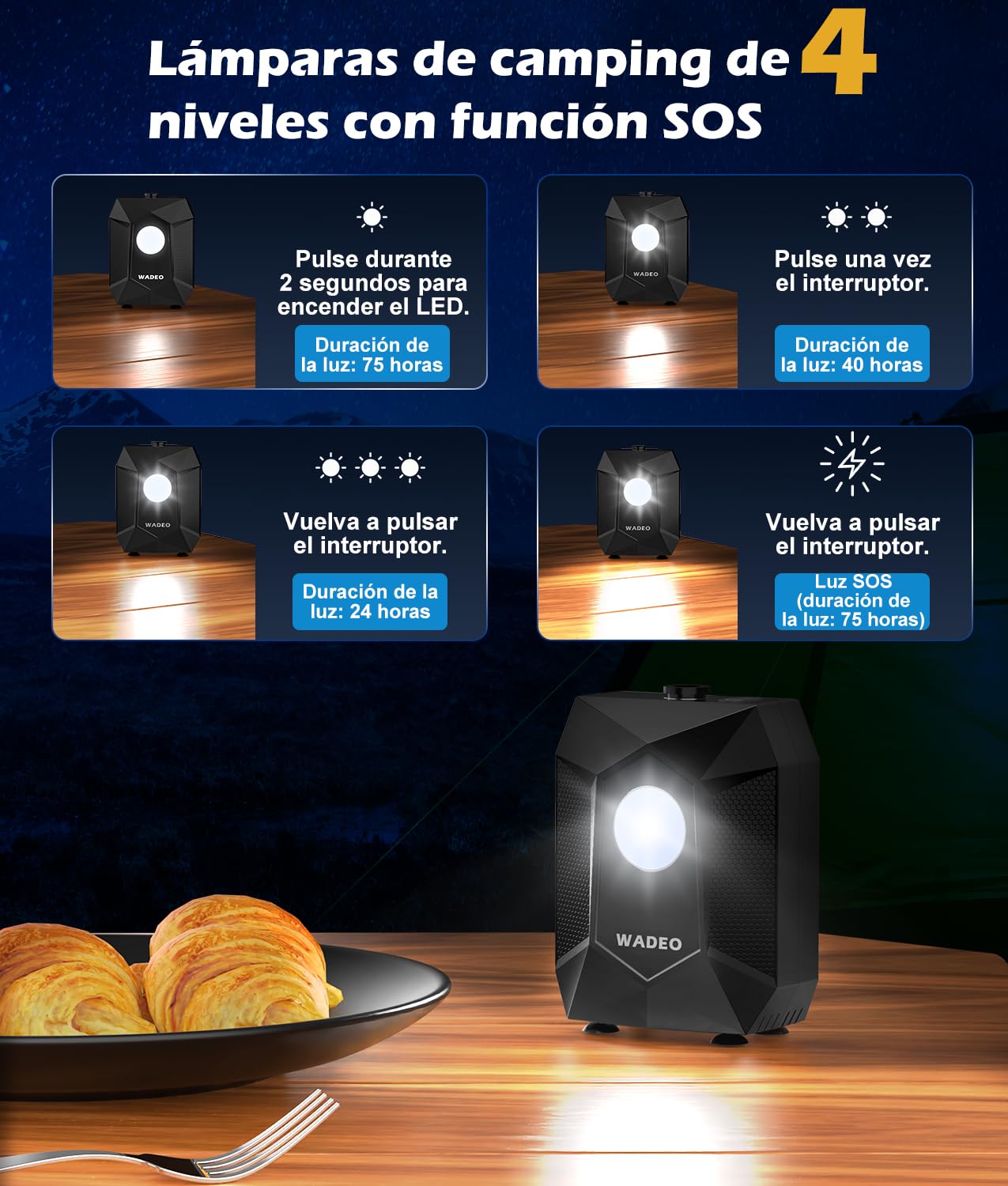 WADEO Ducha de Camping con batería, Bomba e iluminación, 120 Minutos de autonomía, Set de Ducha móvil con Manguera de 2 m y Cubo de Ducha para el jardín, Lavado de Coches, Mascotas, Playa y Viajes