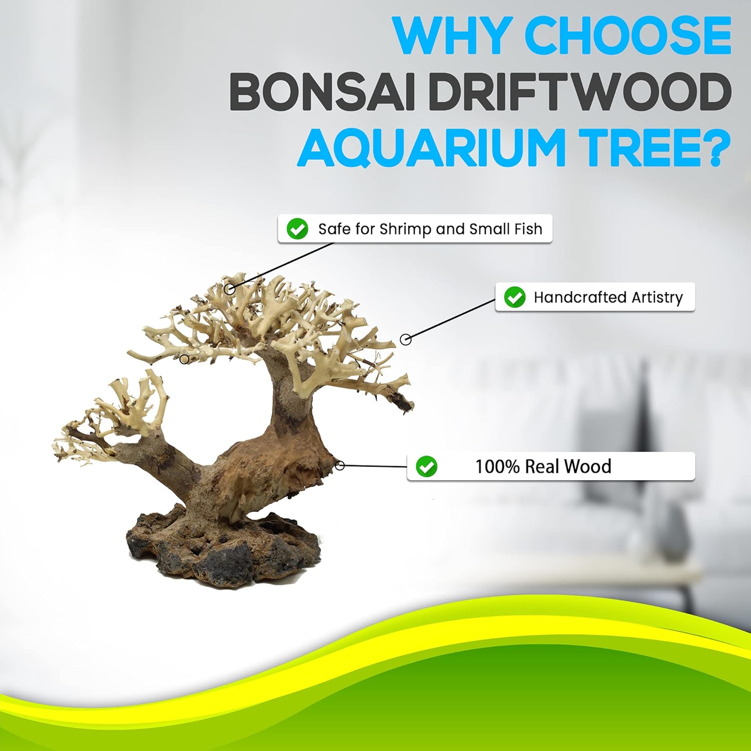 Aquarium Tree AWD Random Pick (10in Height) Natural, Handcrafted Fish Tank Decoration | Easy to Install