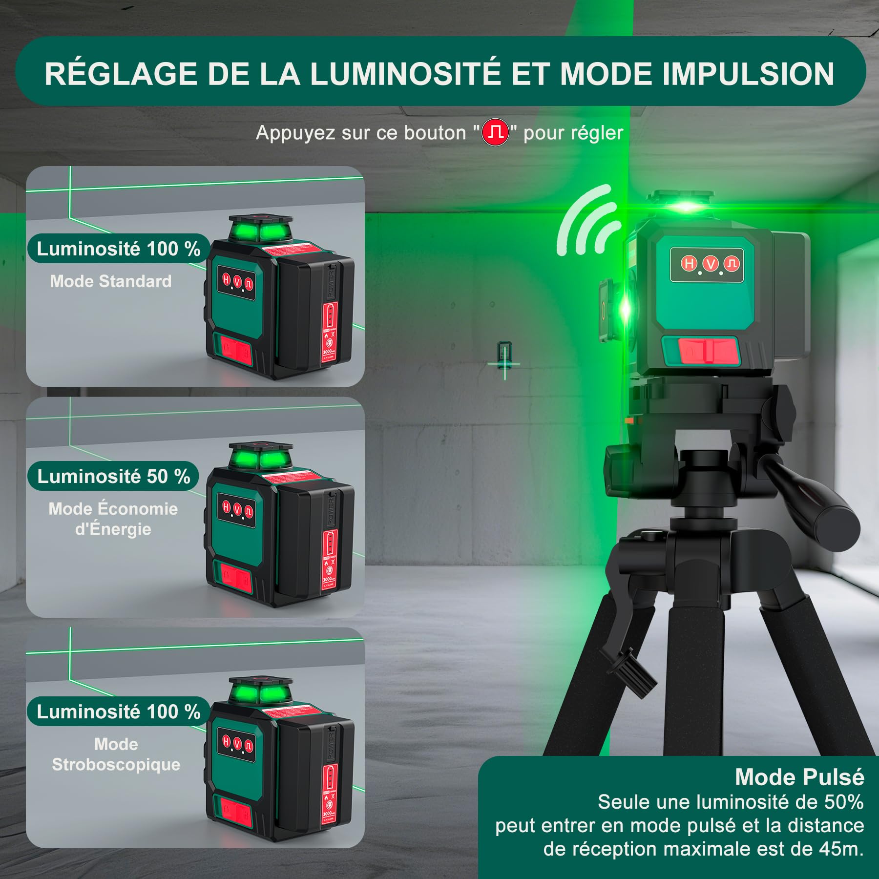 HYCHIKA Nivel Laser Autonivelante 360 Grados, Nivel Láser con Trípode 12 Líneas, 1 x 360° Horizontal y 2 x 360° Verticales, 2 x 3000 mAh Batería, Control Remoto, Bolsa de tela, IP54