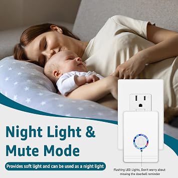 Wireless Doorbell,Greencycle Wireless Battery Powered Doorbells IP66 Waterproof,Plug in Doorbell Chimes Kit,Long RF 100ft-1300Ft,48 Melody with LED Flash, 5Levels Volume, for Houses Home Classroom