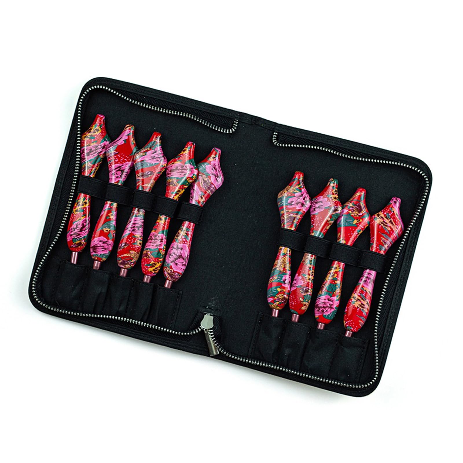 Yjcnelcr Artistic Pattern Handle Aluminum Crochet Needle Set for Professional and Beginner Craft Professional Crochet Equipment