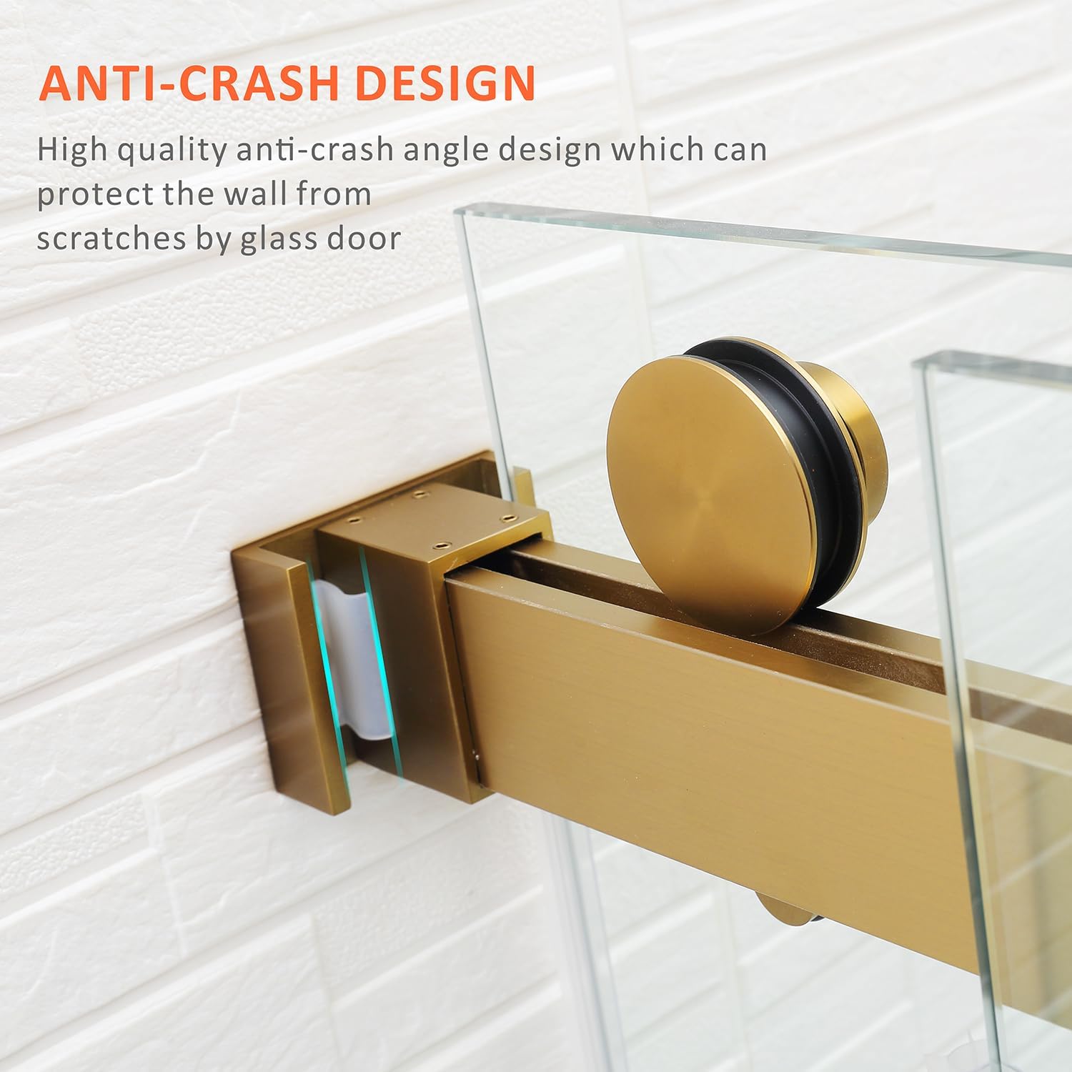 Brushed Gold Shower Door Tub with 3/8" (10mm) Clear SGCC Tempered Glass,56-60'' W x 62'' Frameless Double Sliding Bathtub Glass Shower Door,Anti-Rust Stainless Steel Handles
