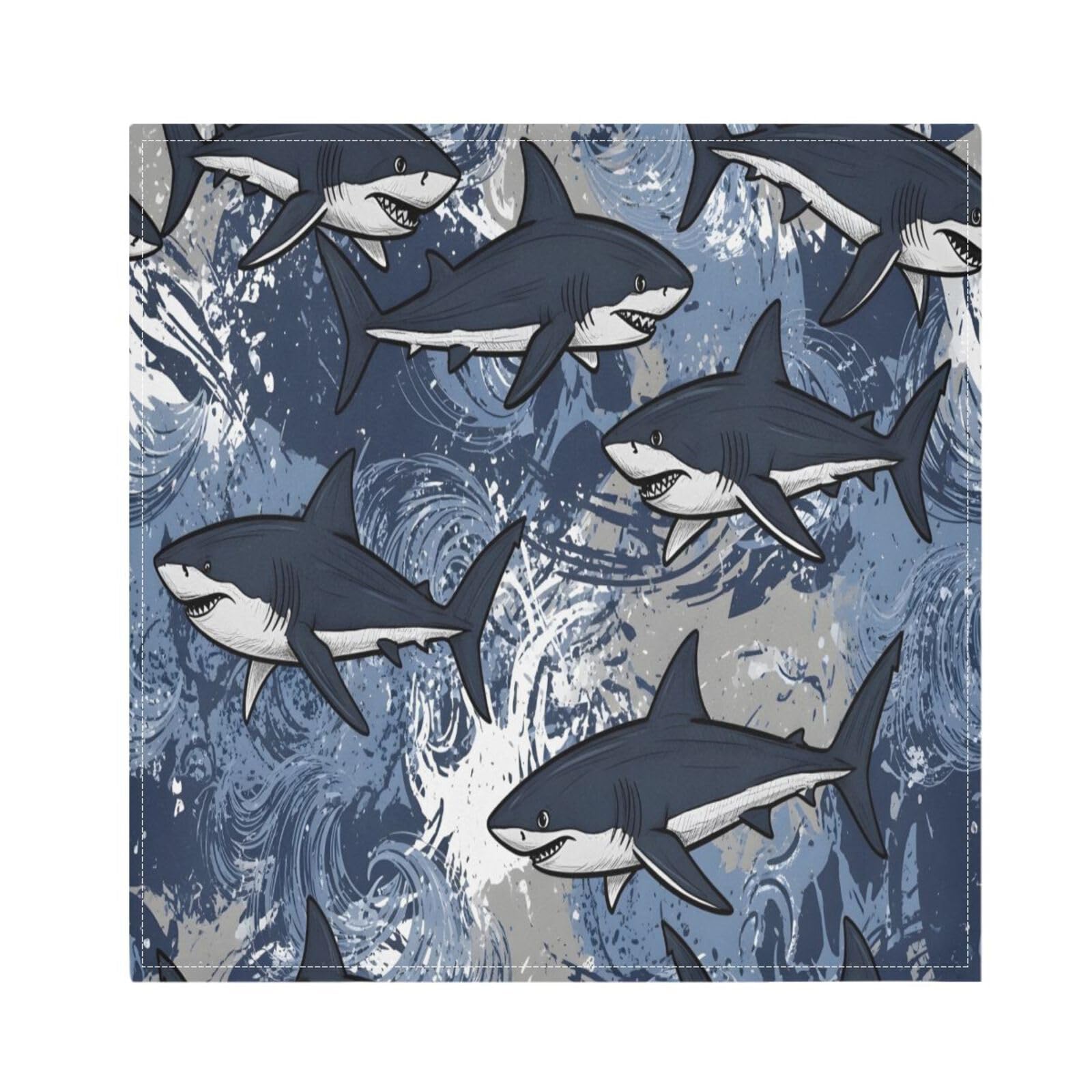Ttgoth Sharks Cloth Napkin Set of 6 Washable & Reusable Dinner Napkins for Dining Table, Banquets, Wedding, Party, 50x50 cm