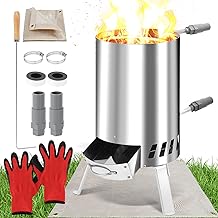 Brennholz Poolheizung, Pool Heizung mit Feuer,Edelstahl Poolheizung Feuertonne für Schwimmbäder,Poolofen mit 36-38mm Anschlüsse,Pool Heizungen mit Feuerfeste Matte und Tablett,Outdoor