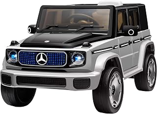 Kids Ride On Car, Electric Car for Kids, 12V Ride on Truck Toy w/Remote Control, LED Light, 3 Speeds, Music, Aged 3-5 Years Old, Grey