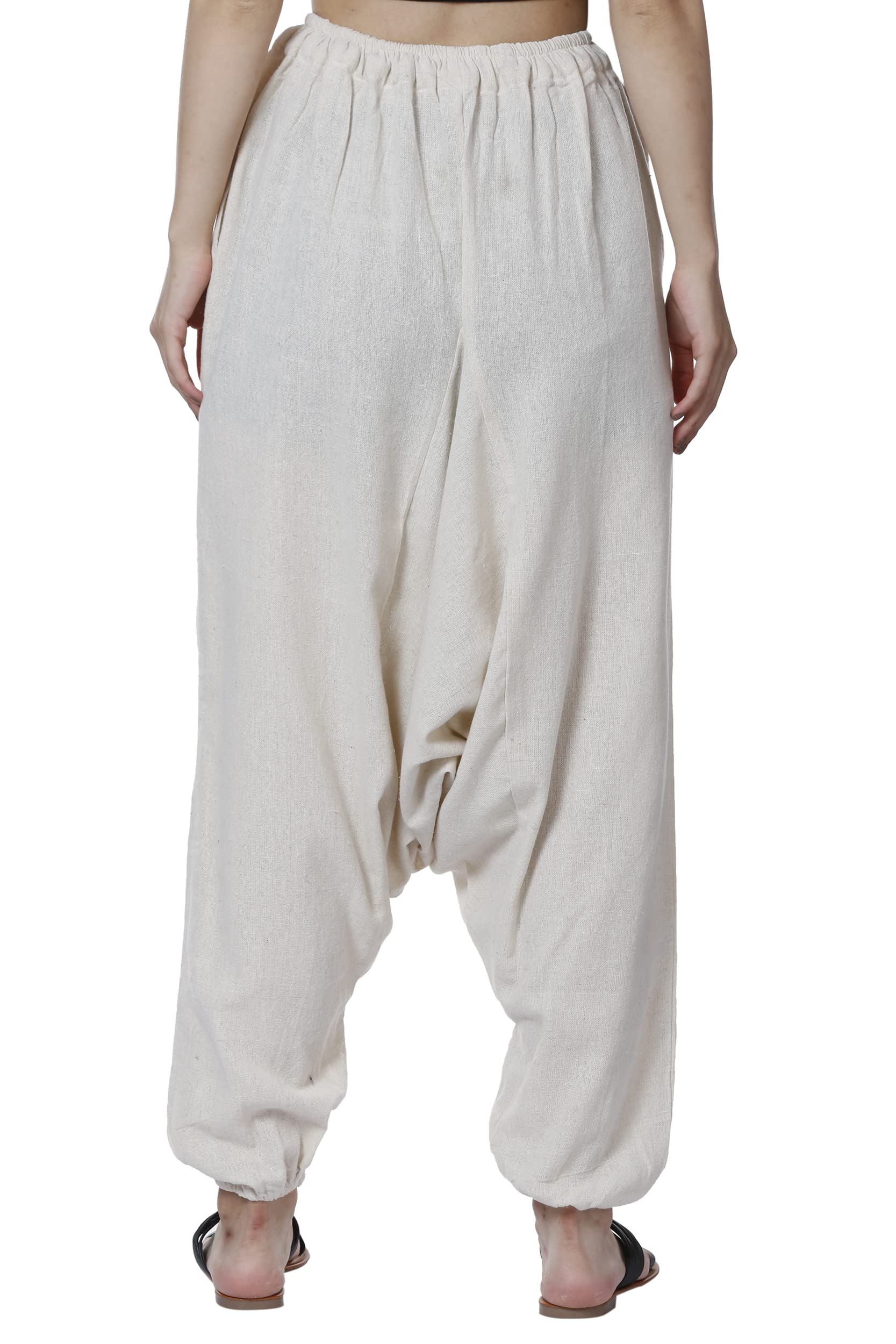 Aatman One Size Women's Eco-Friendly Cotton Harem Pants | Fits Waist Size 28 to 36 Inches_BT01022.. Cream 4