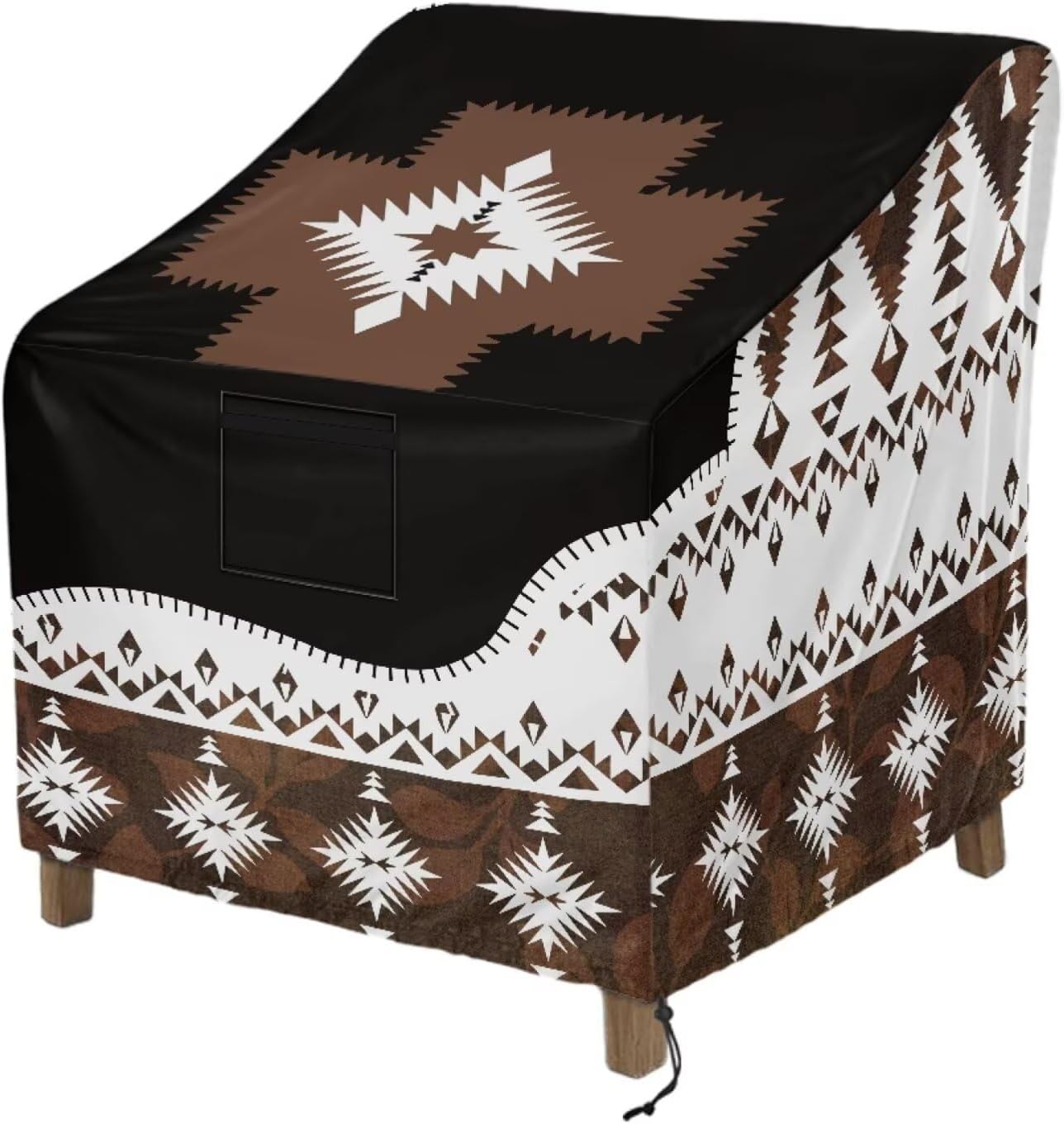 Waterproof Patio Chair Covers Aztec Tribal Printed Heavy Duty High Back Chairs Covers Anti-UV Outdoor Lawn Patio Furniture Protector