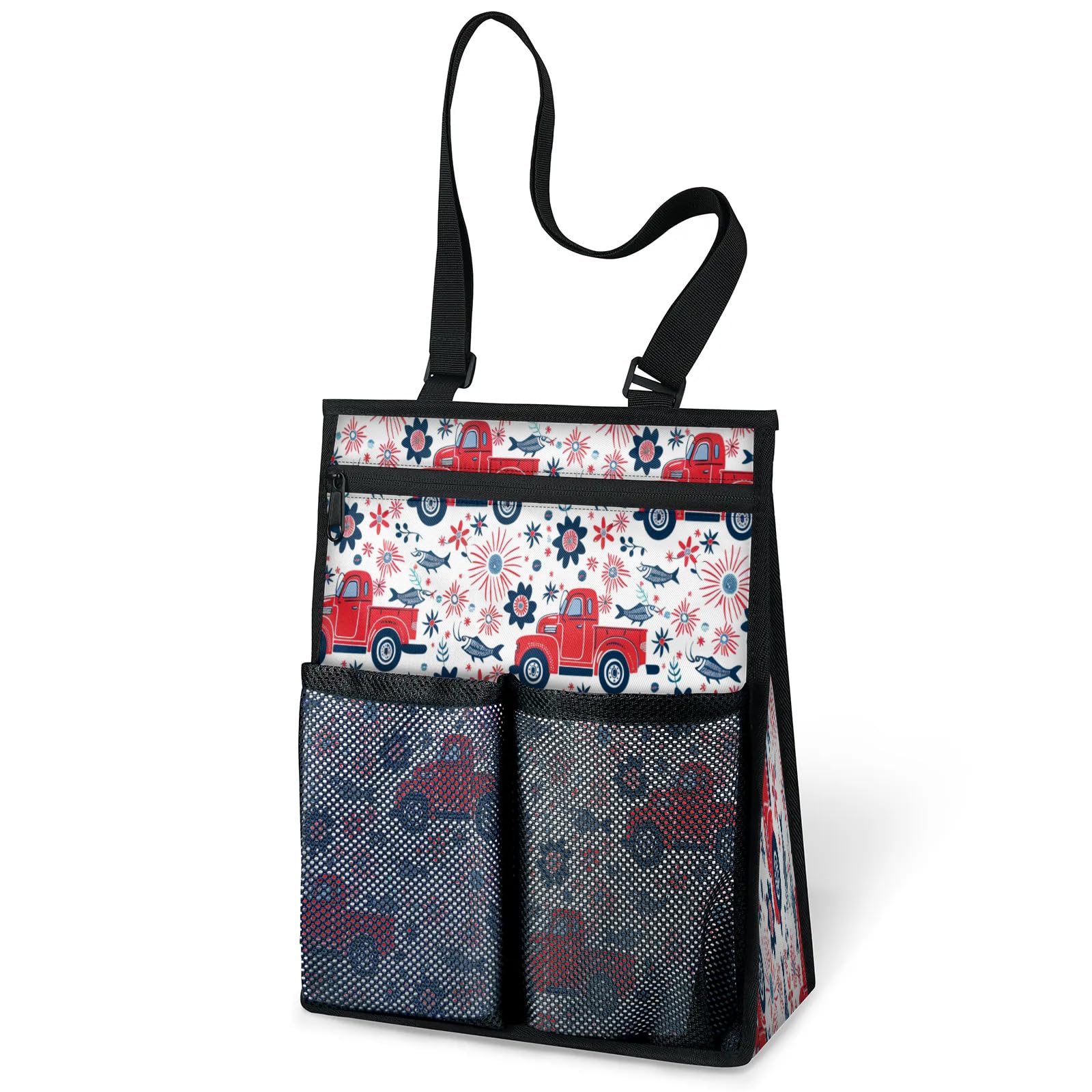 Ourtheme Truck Flowers Fish Portable Shower Bag for Travel Gym Camp Beach Tote Shower Caddy Bags Hanging Toiletry