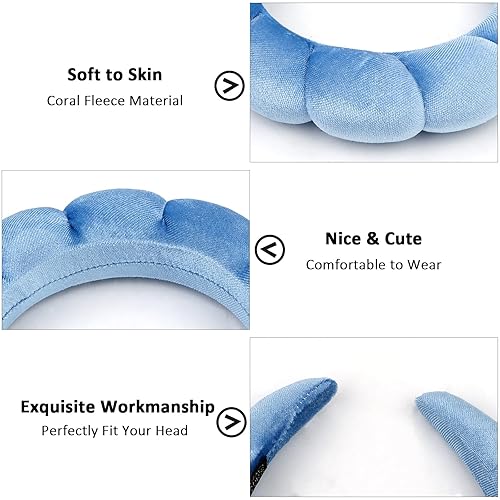 Miniatura 2 de Ondder 4 diademas de maquillaje para spa para lavar la cara, esponja facial, diadema suave para el cuidado de la piel, diadema hinchada para el