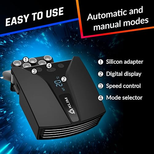 Vista 5 de KLIM Tempest - Enfriador para laptop con ventilador de vacío, ventilador de laptop para juegos con pantalla, detección de temperatura + modo