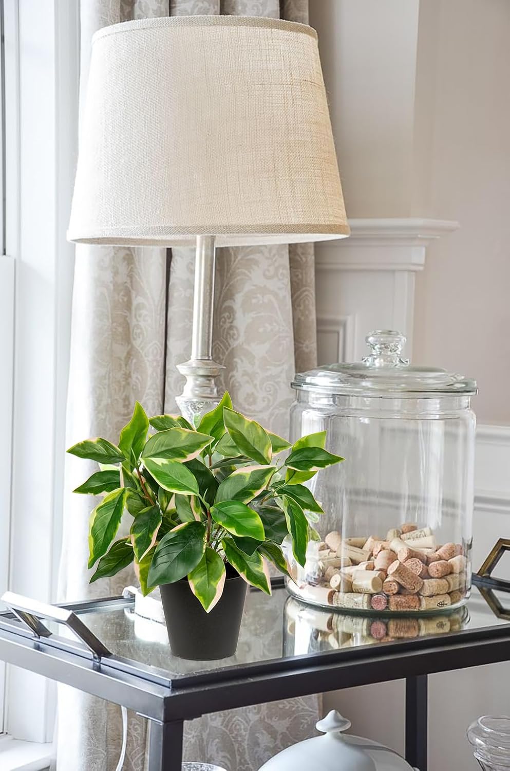 Oairse Artificial Plants Indoor Small Fake Plants in Pots Faux Pothos N‘ Joy Potted Plant Fake Indoor Plants with Black Pots for Bathroom Living Room Office Desk Shelves - Image 5