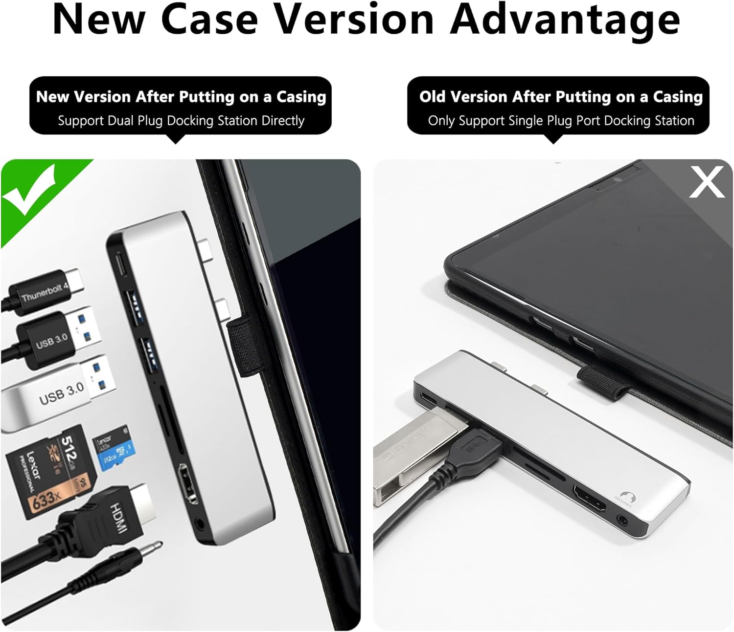 Protective Case for Microsoft Surface Pro 11/Pro 10/ Pro 9, Durable Stand Support, Compatible with Type Cover Keyboard, Accessory Bag Included, Grey Color