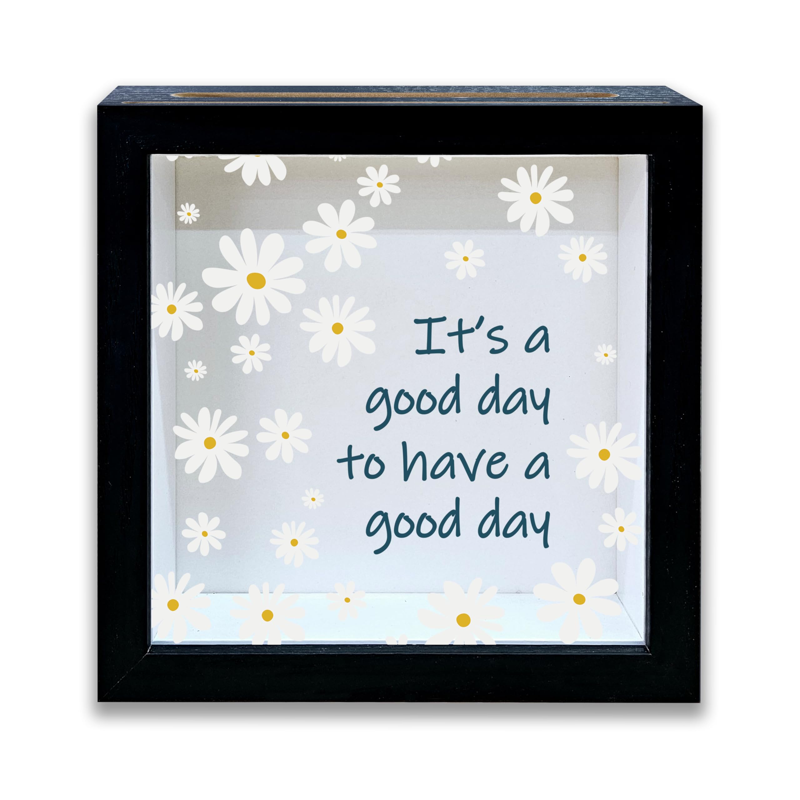 Shadow Box with Slots, It's A Good Day to Have A Good Day Boxes Frame 8x8 Inches Decor for Home, Keep Sake Box for Memories, Inspirational Gifts for Women Friends, Shadow Boxes Display Cases -25
