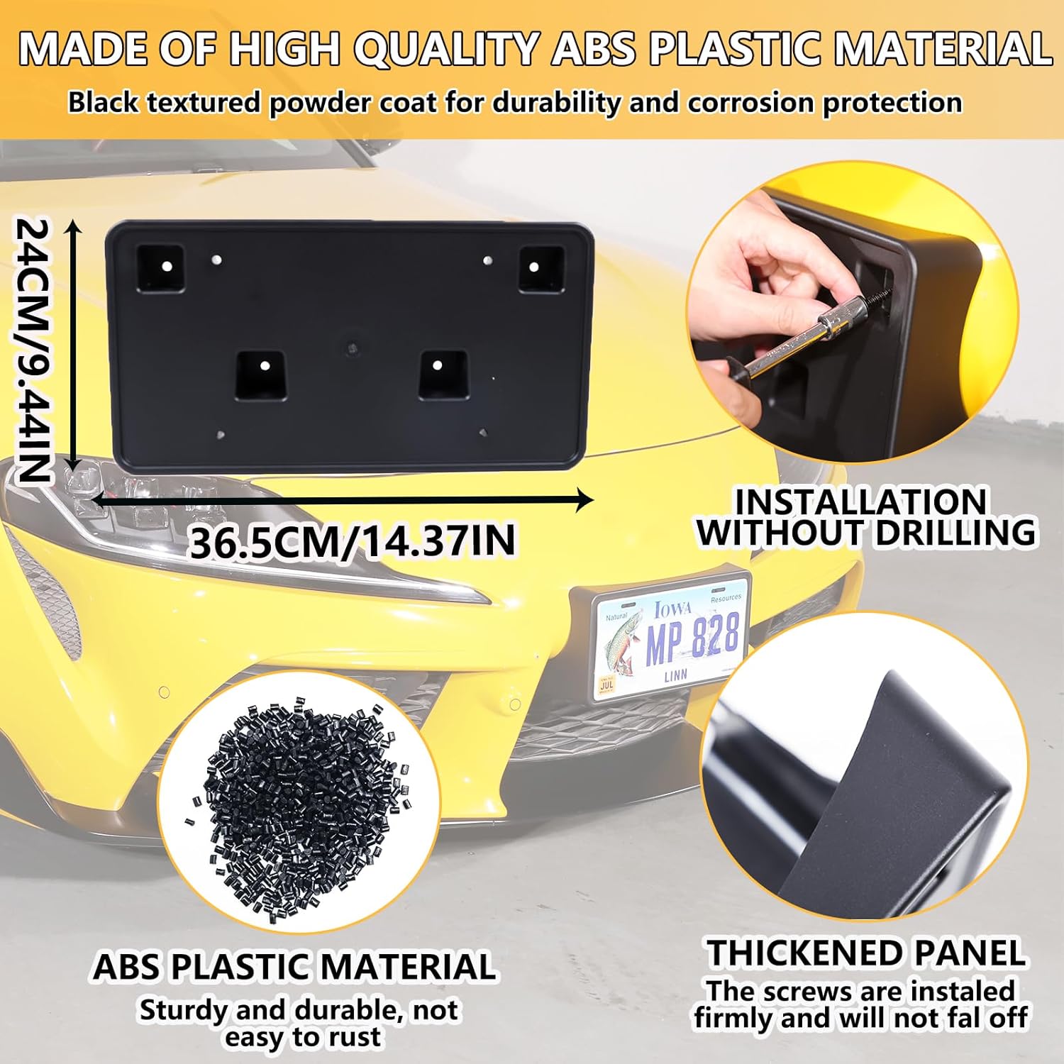 License Plate Frame Bracket Compatible with Toyota Supra GR A90 A91 MK5 2019-2025,ABS Tag Frame Holder Front Bumper License Plate Holder Mount Adapter Relocation Kit Accessories