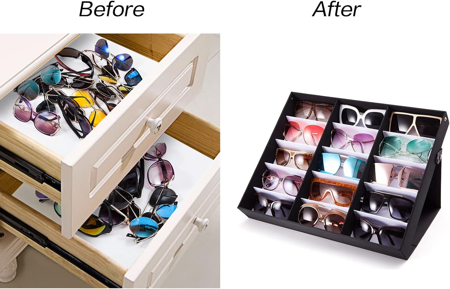 TRIUMPH VISION Sunglasses Organizer Storage Eyeglasses Holder - Multiple Glasses Case Box Eyewear Case with Lid