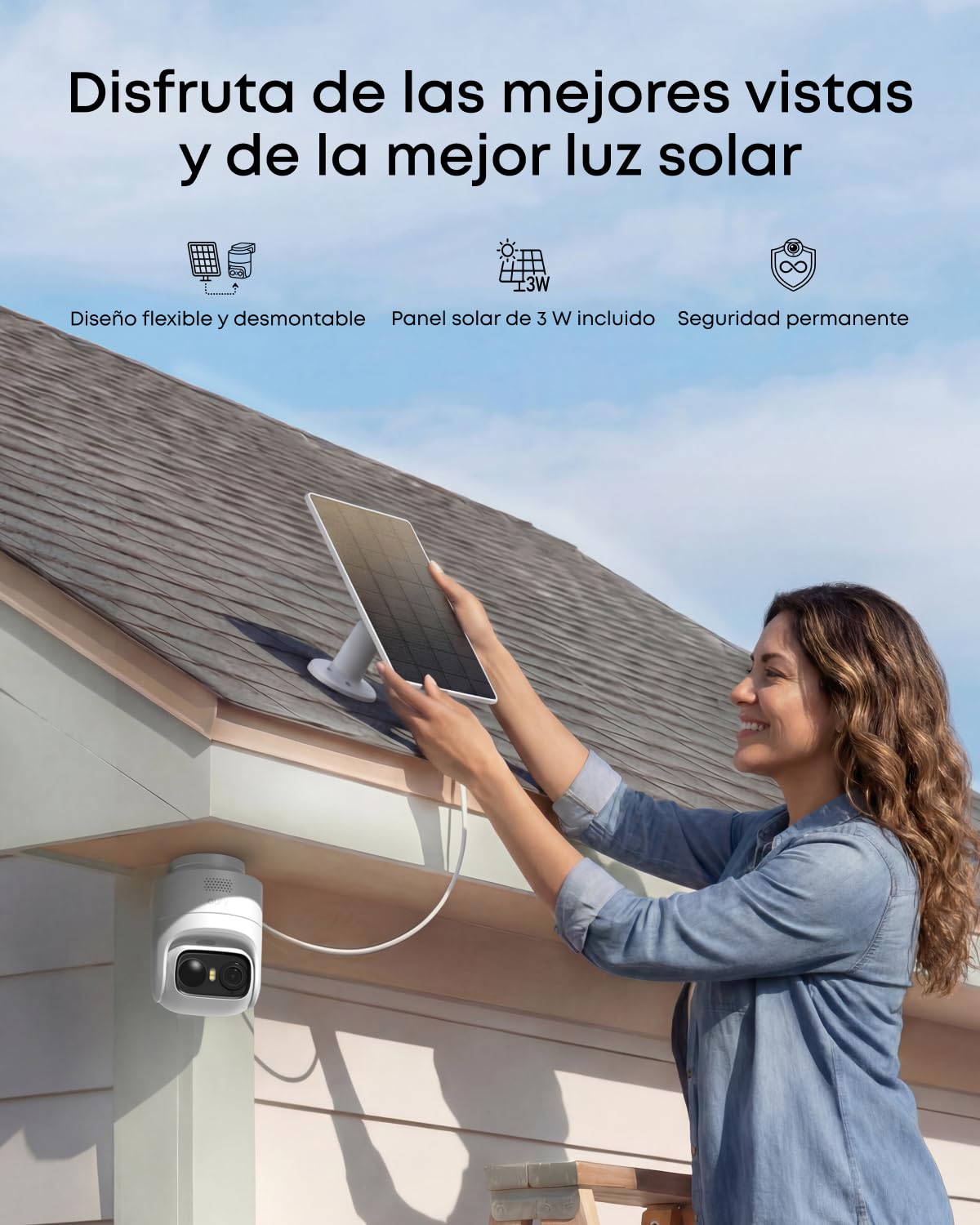 eufy Security eufyCam C37 Cámara Vigilancia WiFi Exterior 2K, Seguimiento IA 360° Giro e Inclinación, Panel Solar Flexible con batería 6700mAh, Reconocimiento Facial, Visión Nocturna en Color
