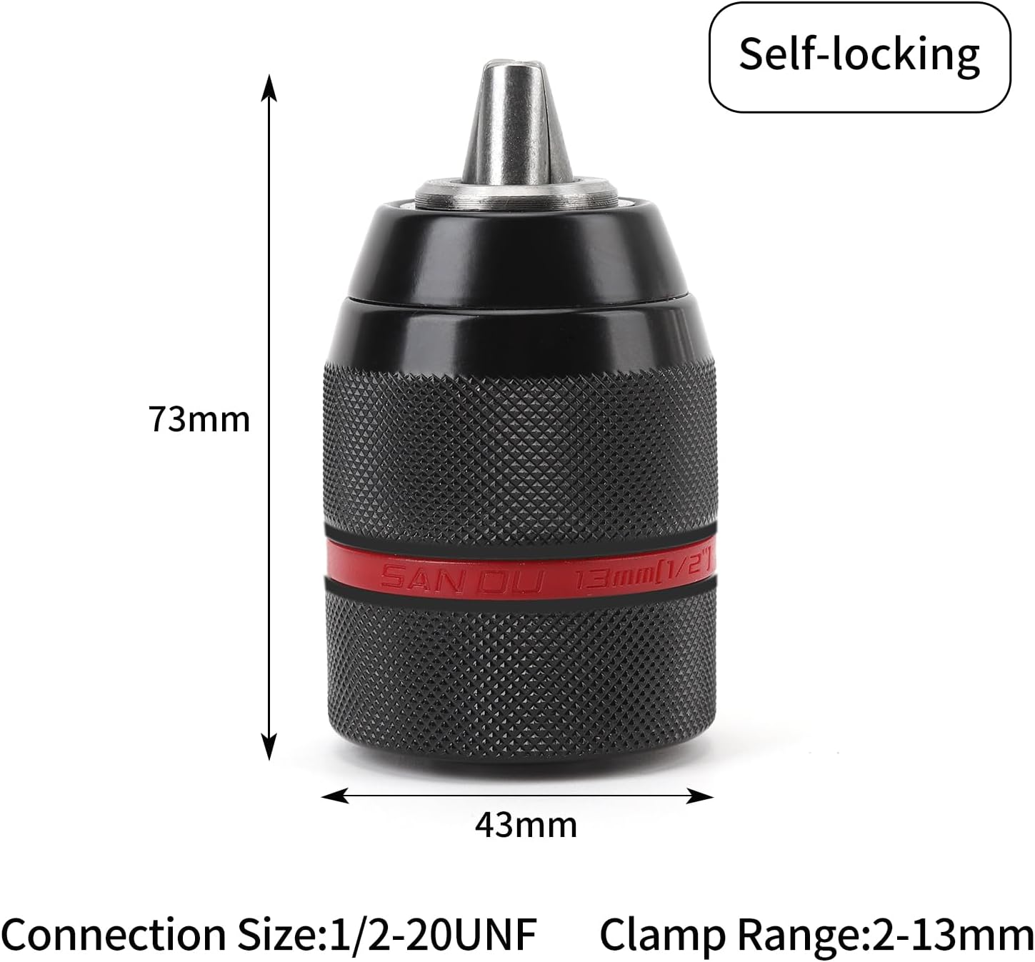 Drill Chuck, Metal Keyless Drill Chuck 1/2-20UNF 13mm Self Locking Drill Chuck Mount Keyless Drill Drill