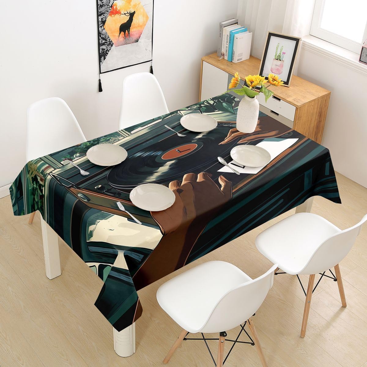 Homewish Funky Lucky 8 Ball Tablecloths,Black Brown Zebra Print Table Cloth,3D Billiards Table Accessories for Kitchen Dining Room Decor,Fashion Coquette Dining-Table Cover,55"x55" image 4