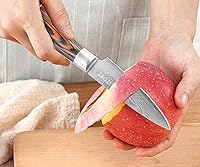 Vista 5 de Paring Knife 3.5 inch, Kitchen Knife with Sheath, German Carbon Stainless Steel Ergonomic, Pakkawood Handle, Sharp Fruit Knife for Home&Restaurant