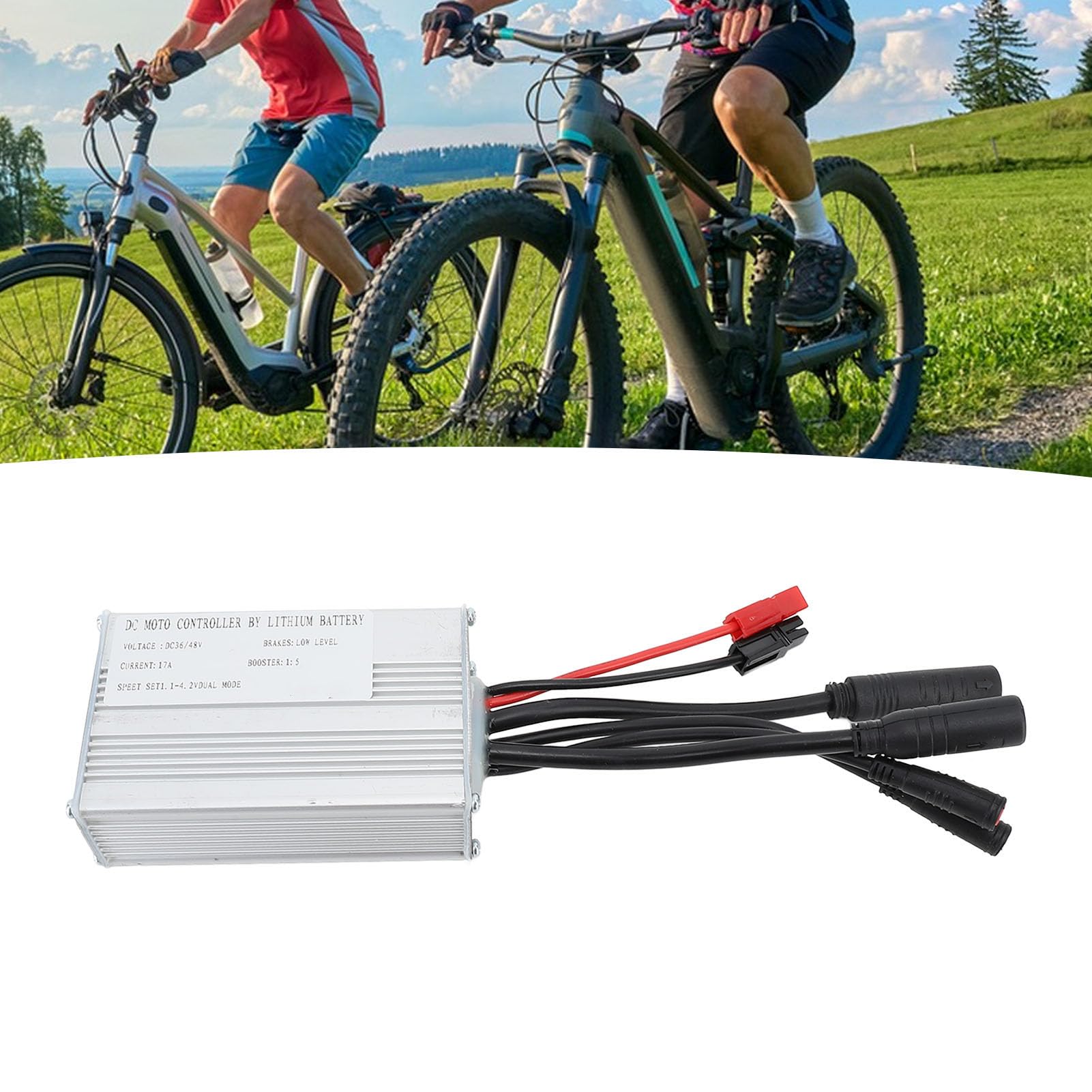 CHICIRIS Controller Brushless per Bici Elettrica 17A, Lega di Alluminio, Materiale in Gomma, Motore da 350 W, Cavo Luce Connettore Impermeabile