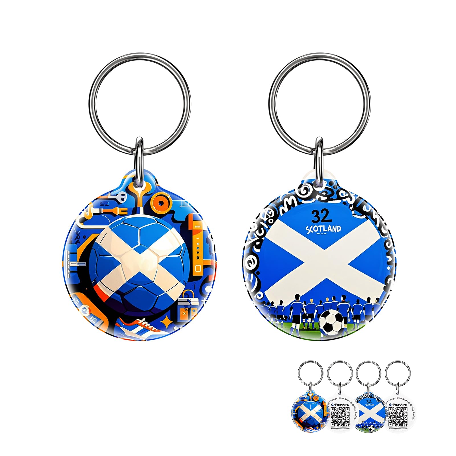 World Cup 2026 QR Code Dog Tag - 2 Pack Scotland Football Pet ID Tag, Waterproof & Lightweight for Lost Pet Recovery, Suitable for Ultimate Fan, World-Cup Fan Merchandise Gifts