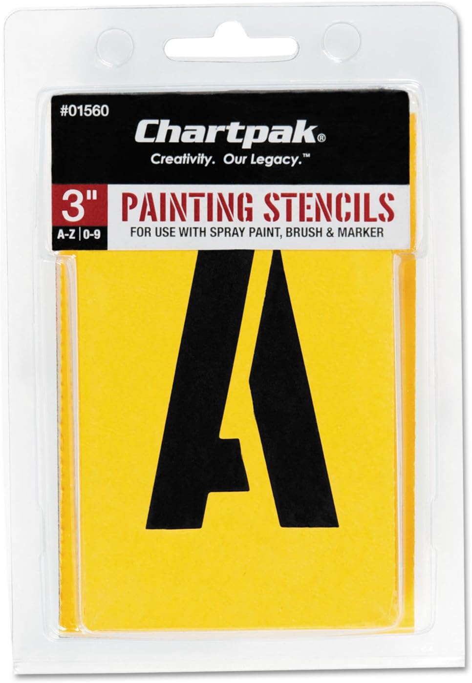 Chartpak Letter and Number Painting Stencils, A-Z and 0-9, 3 Inches H, 35 per Pack (01560)
