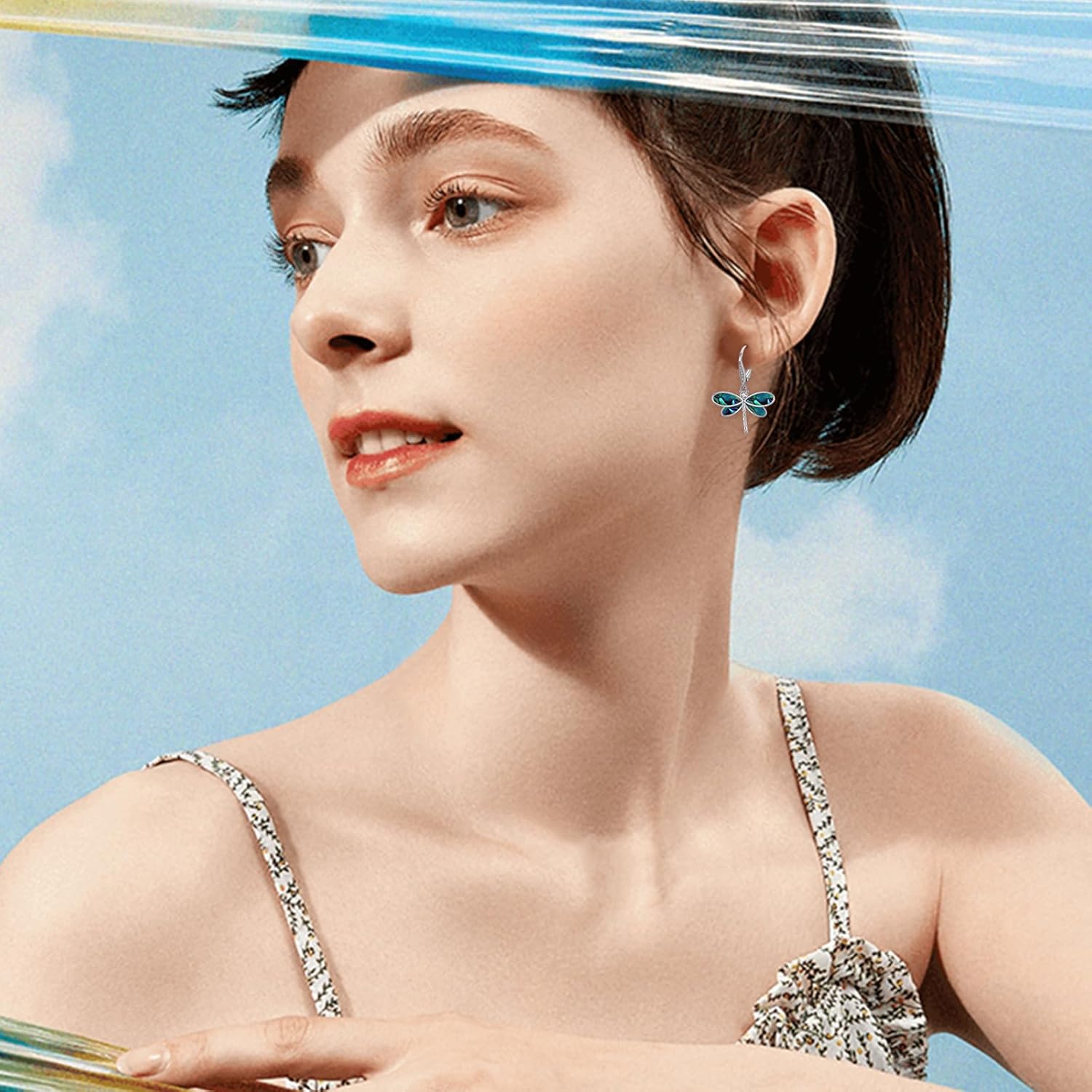 CUOKA MIRACLE Dragonfly Earrings 925 Sterling Silver Hoop Dragonfly Earrings Dangle Drop Opal Earring Dragonflies Jewelry Gifts for Women Wife - Image 3