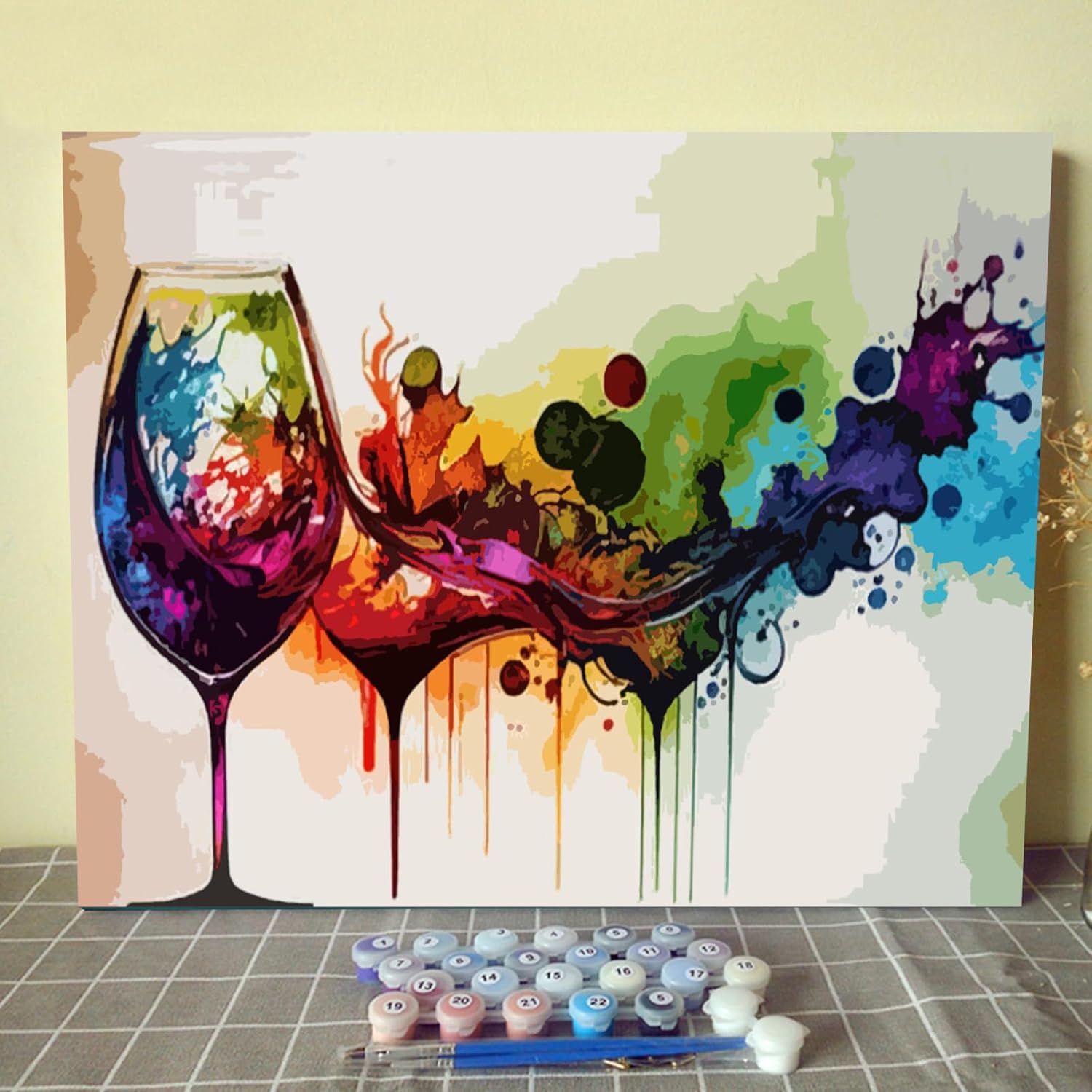 Aihonmin Wine Glasses DIY Paint by Numbers, Canvas Jamaica Ubuy