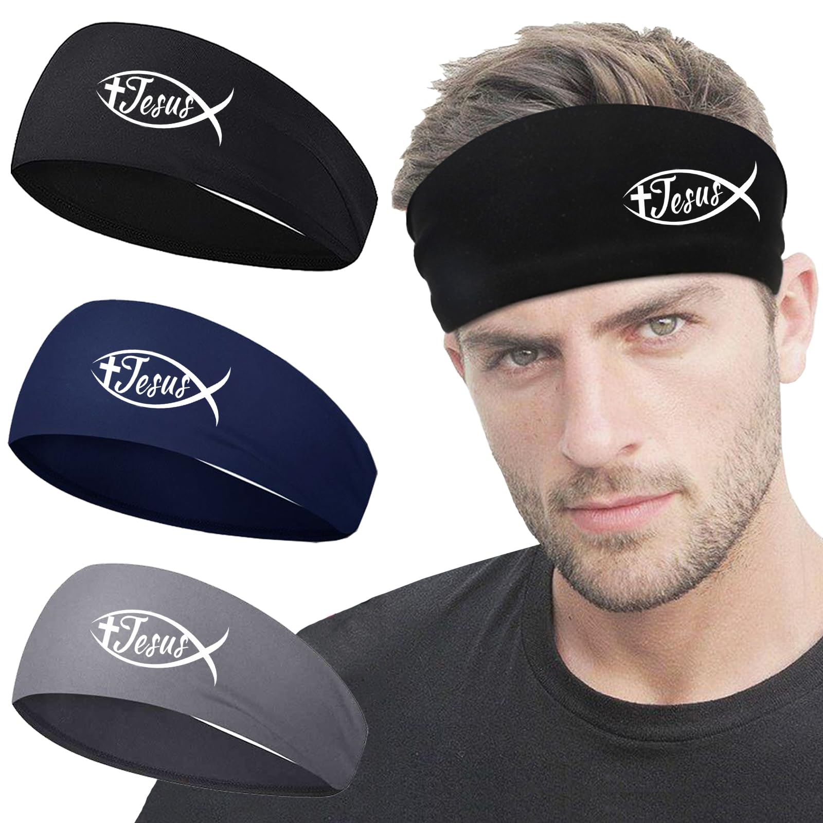 3 PCS Sport Headbands for Men Women Workout Cooling Sweat Bands Headbands Men Sweatbands Running