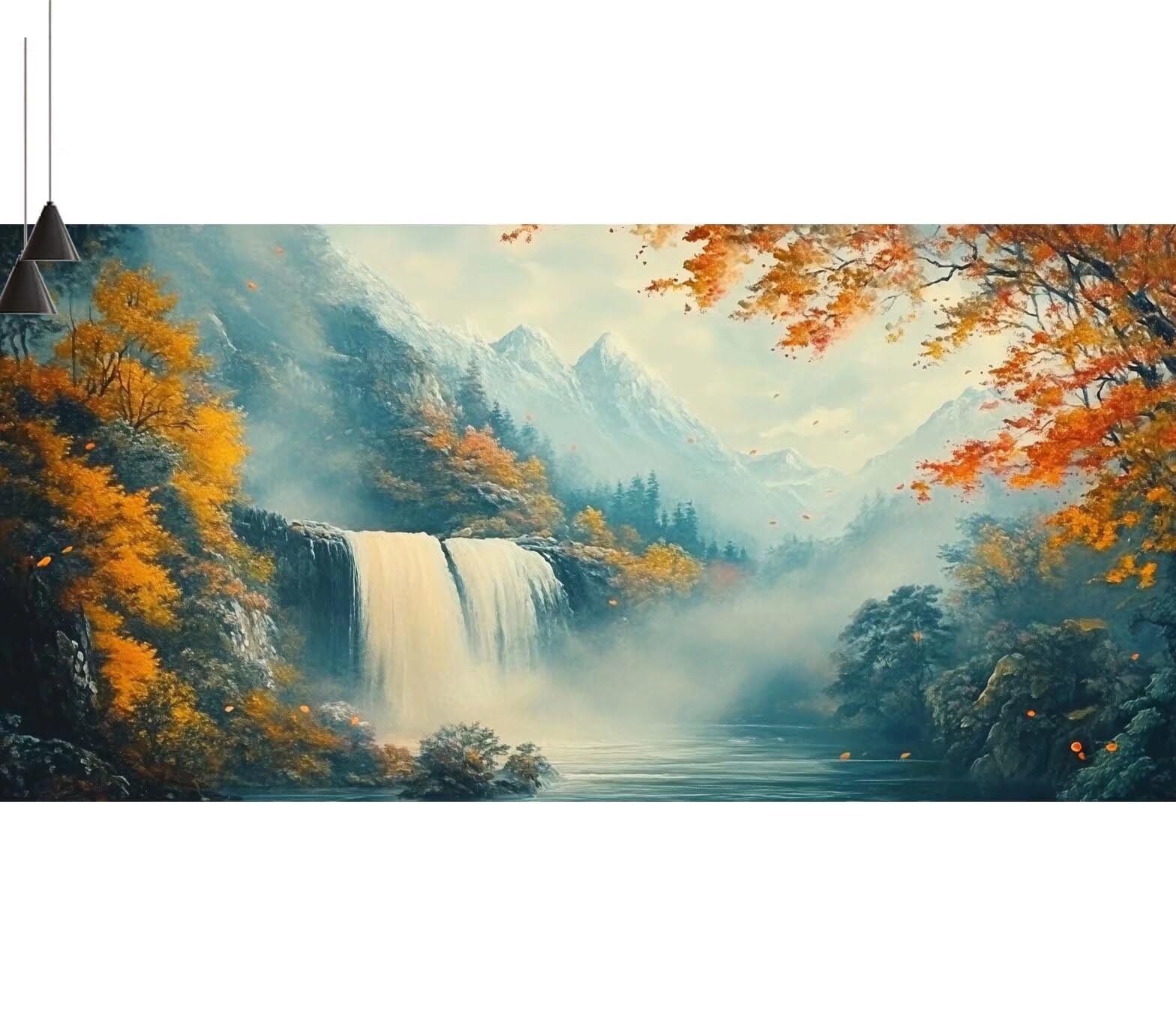 Dipingere con i Numeri per Adulti Bambini, Paint by Numbers con Pennelli Pittura a Pigmento Acrilico, Fai Da Te con Kit, Decora la casa Regalo (Senza Cornice)- Cascata,Paesaggio 90x260cm V-613