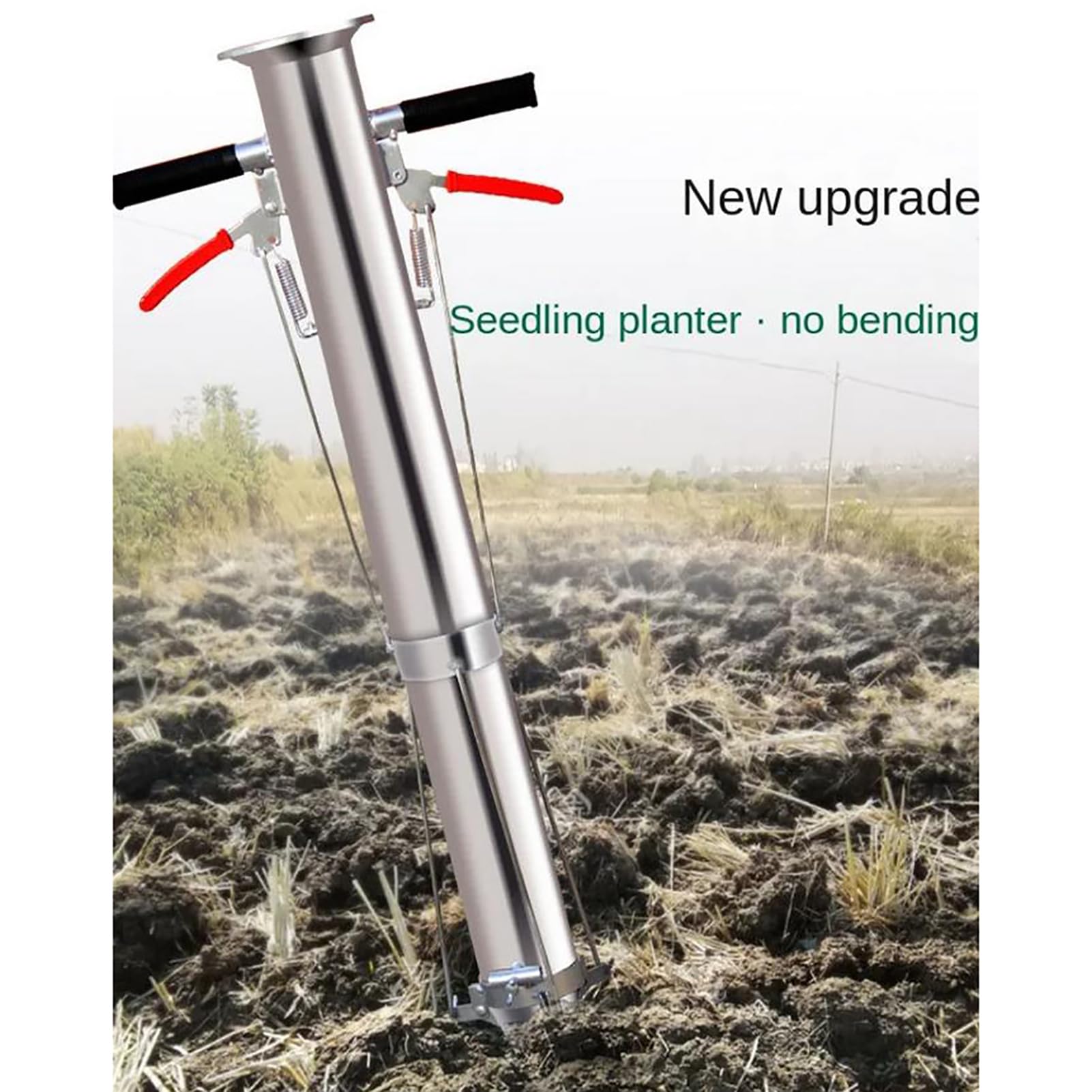 FAXIOAWA Trapiantatrice per piantine Strumenti per fioriera a bulbo con Manico Lungo Piantagione di Verdure per Piante Giovani Trapiantatrice Manuale per Piante Piantagione in Acciaio Inossidabile